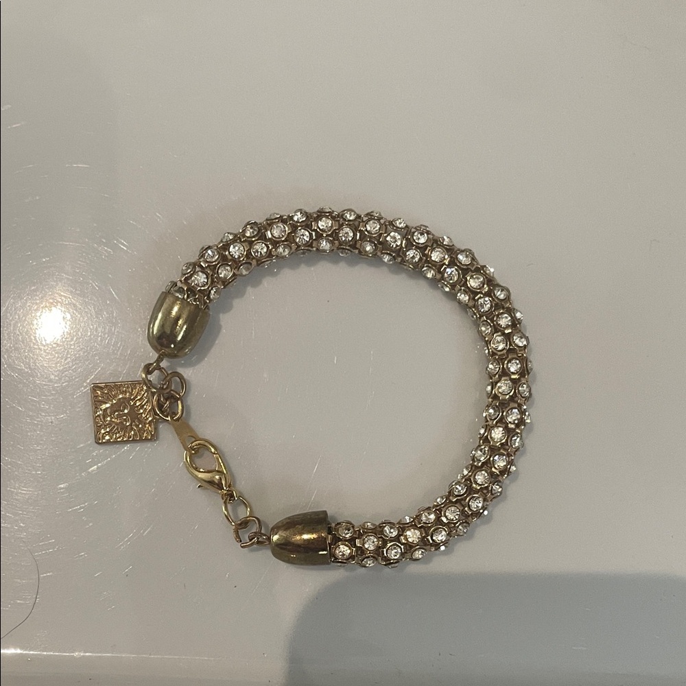 Anne Klein Gold-Tone Double Row Crystal Bracelet